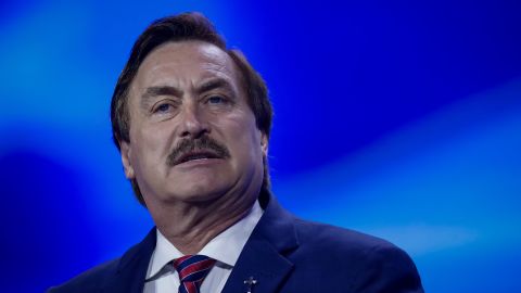 Mike Lindell, chief executive officer of My Pillow Inc., speaks at the Turning Point Action conference in West Palm Beach, Florida, US, on Sunday, July 16, 2023. 